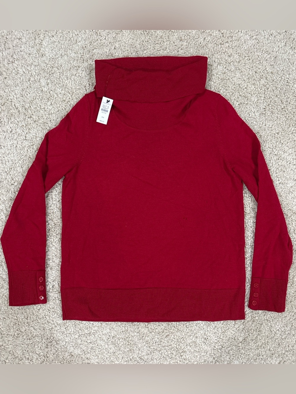 NWT Talbots $90 Petite Women's Red Pure Merino Wool Sweater Size Medium READ